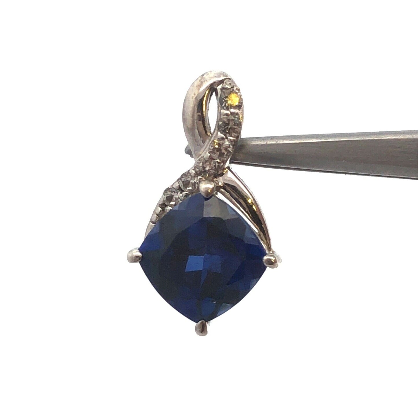 Designer SAI 925 Sterling Silver Blue Sapphire Diamond Accent Infinity Pendant