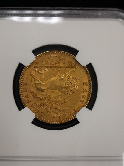1841  C British India Mohur S & W-3.7 Type A/1 "W.W." Plain 4 NGC UNC Details
