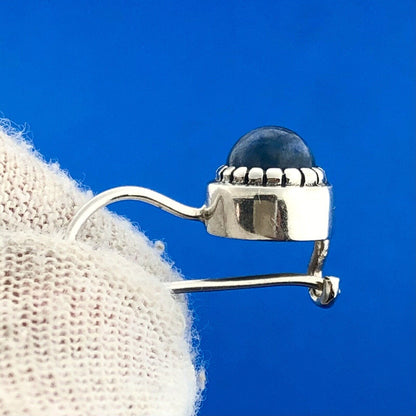 Estate 925 Sterling Silver Lapis Lazuli Cabochon Ball Drop Dangle Earrings