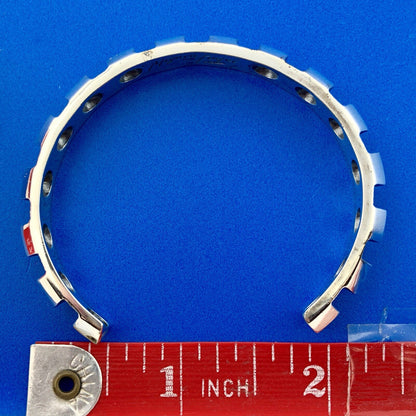 Rare Mignon Faget 925 Sterling Silver Rotated Dentils Stackable Cuff Bracelet