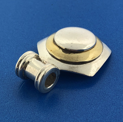 Designer Mexico 925 Sterling Silver Brass Two Tone Modernist Pendant