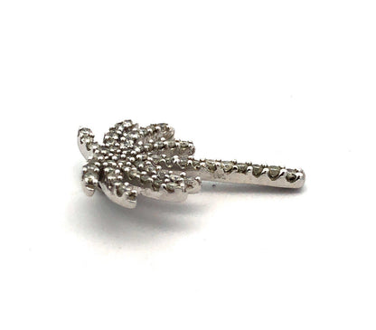 10K White Gold Round Designer SK Diamond Pave Palm Tree Beach Pendant