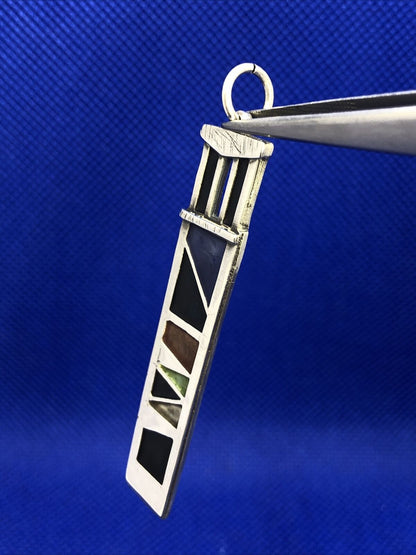 Artist Carly Wright 925 Sterling Silver Multi-Color Enamel Pendant