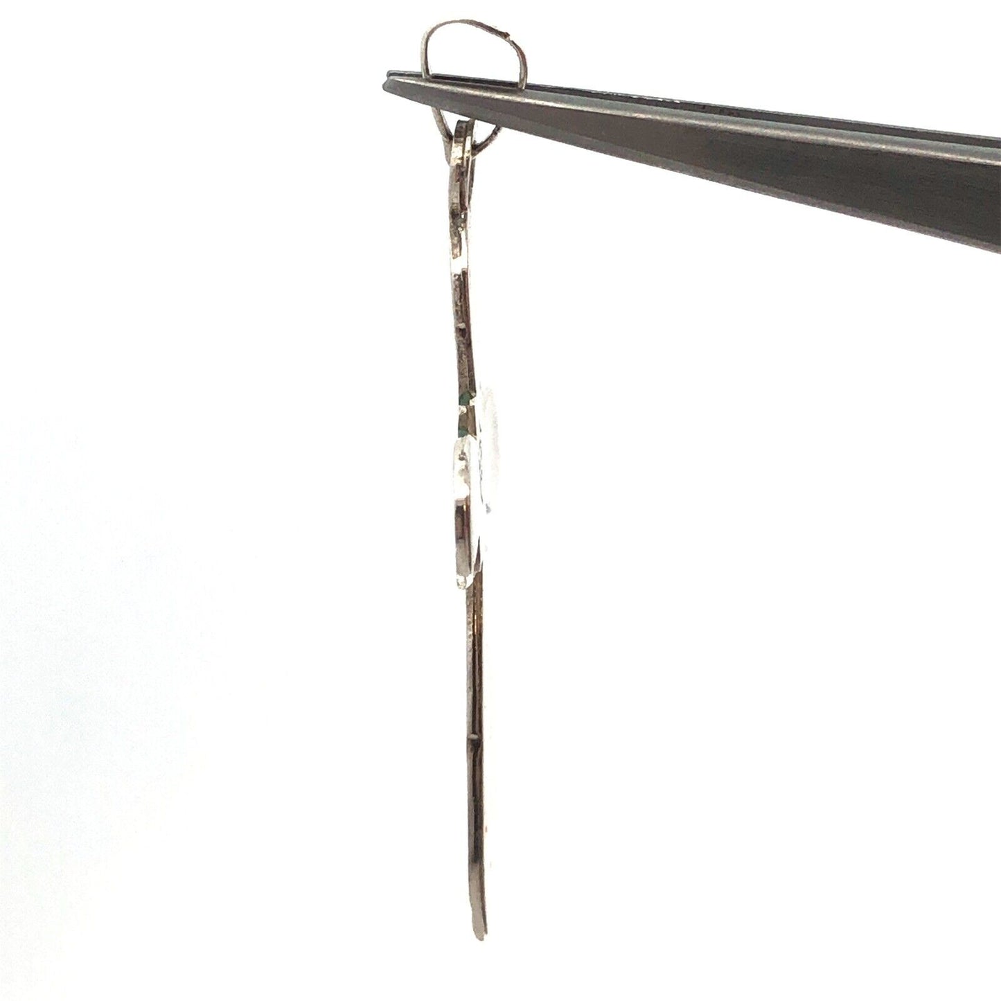 Vintage Taxco Mexico 925 Sterling Silver Turquoise Inlay Statement Cross Pendant