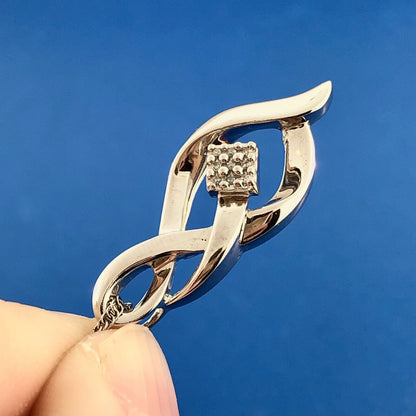 Designer 925 Sterling Silver Diamond Infinity Eternity Anniversary Necklace