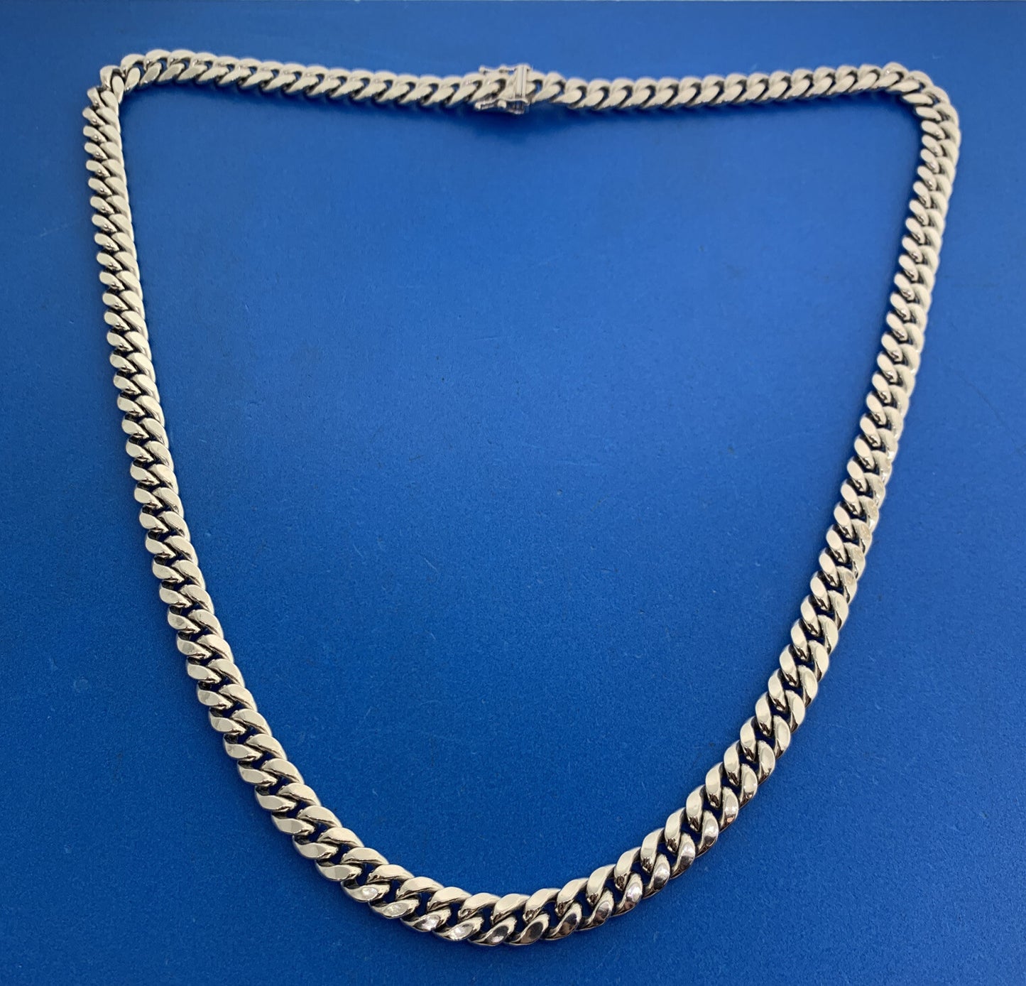 Designer ALI 10K White Gold Miami Cuban Link Unisex Chain Necklace