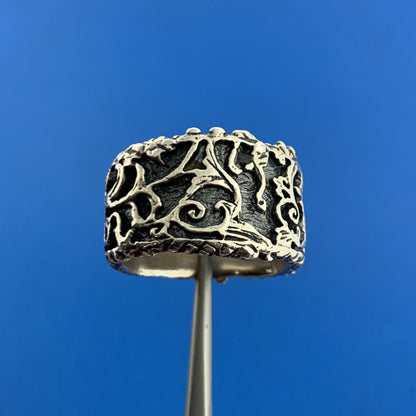 Israel Prodesso 925 Sterling Silver Leaf Vine Scroll Wide Cigar Band Ring