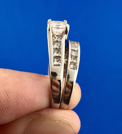 Stunning Platinum 950 Princess Diamond Engagement Ring Wedding Band Set