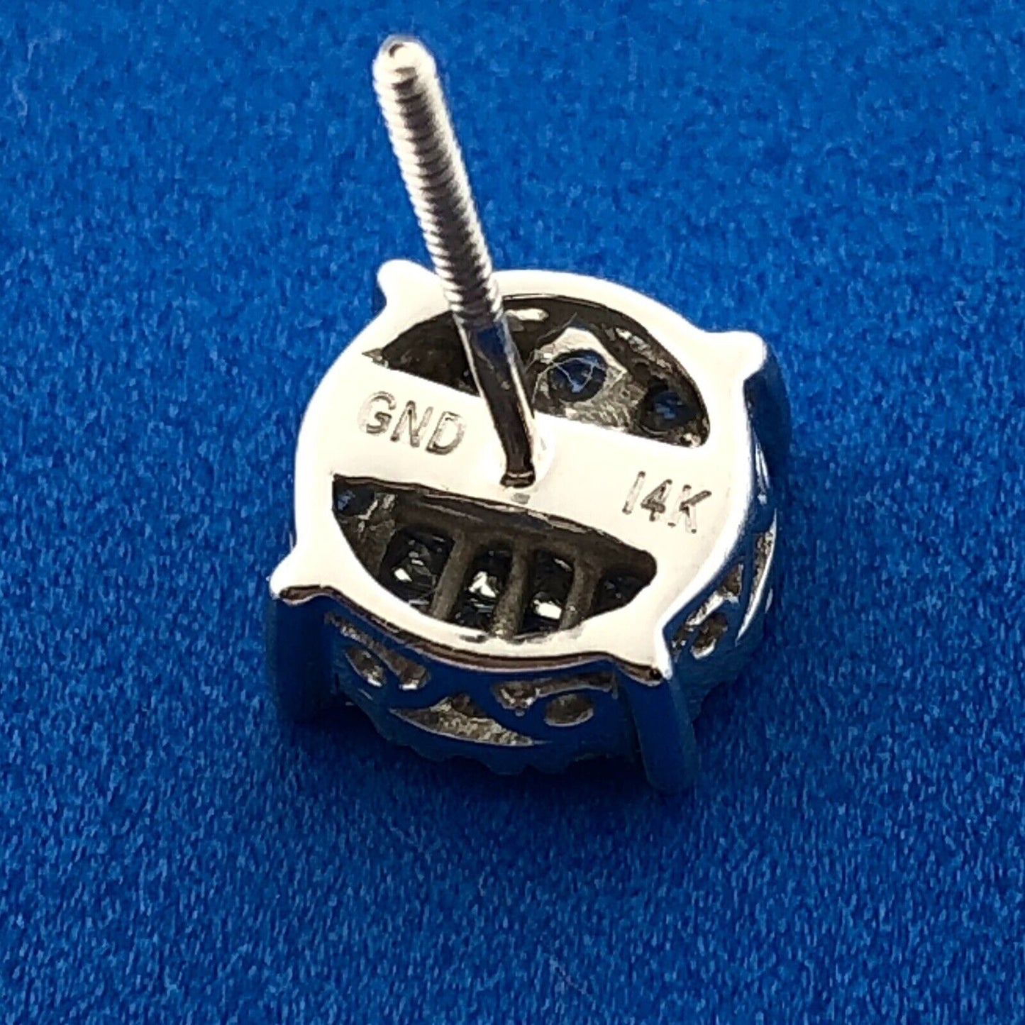 Classic 14K White Gold Princess Round Diamond Circle Cluster Stud Earrings