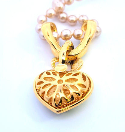 Nolan Miller Glamour Collection Gold Tone Princess Crystal Heart Necklace
