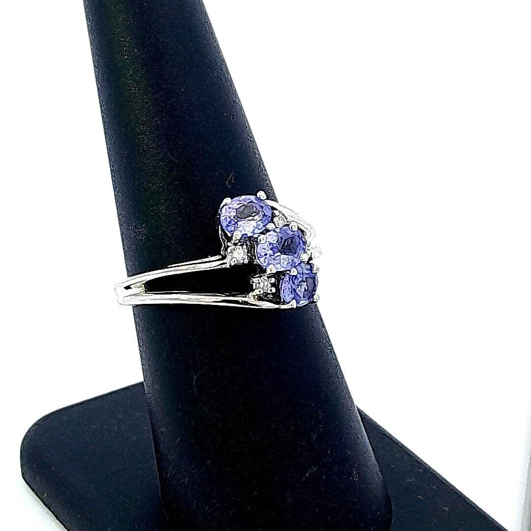 Designer 14K White Gold Oval Tanzanite Diamond Accented Anniversary Ring