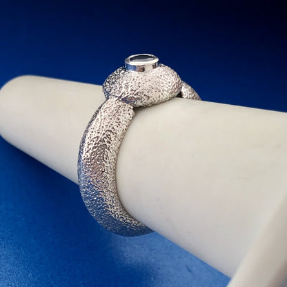 Vintage Mignon Faget 925 Sterling Silver Sea Collection Sapphire Sea Urchin Ring