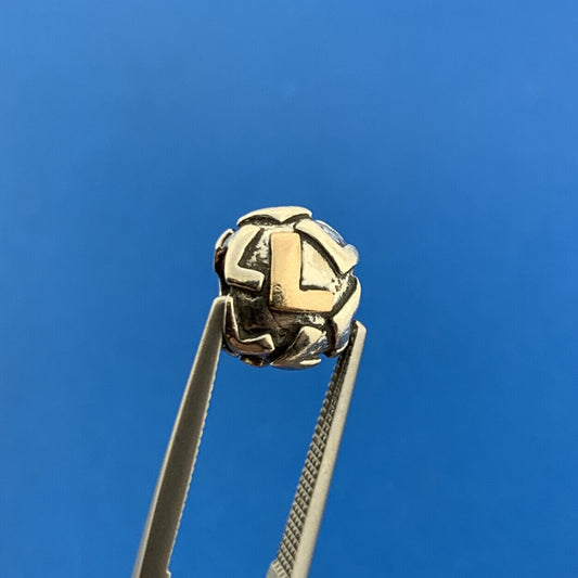 Authentic PANDORA Sterling Silver 925 14K Gold L Charm Bead Retired 790298L