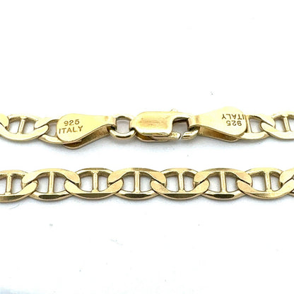 Designer YGI Italy 925 Sterling Silver Gold Vermeil Mariners Link Chain Necklace