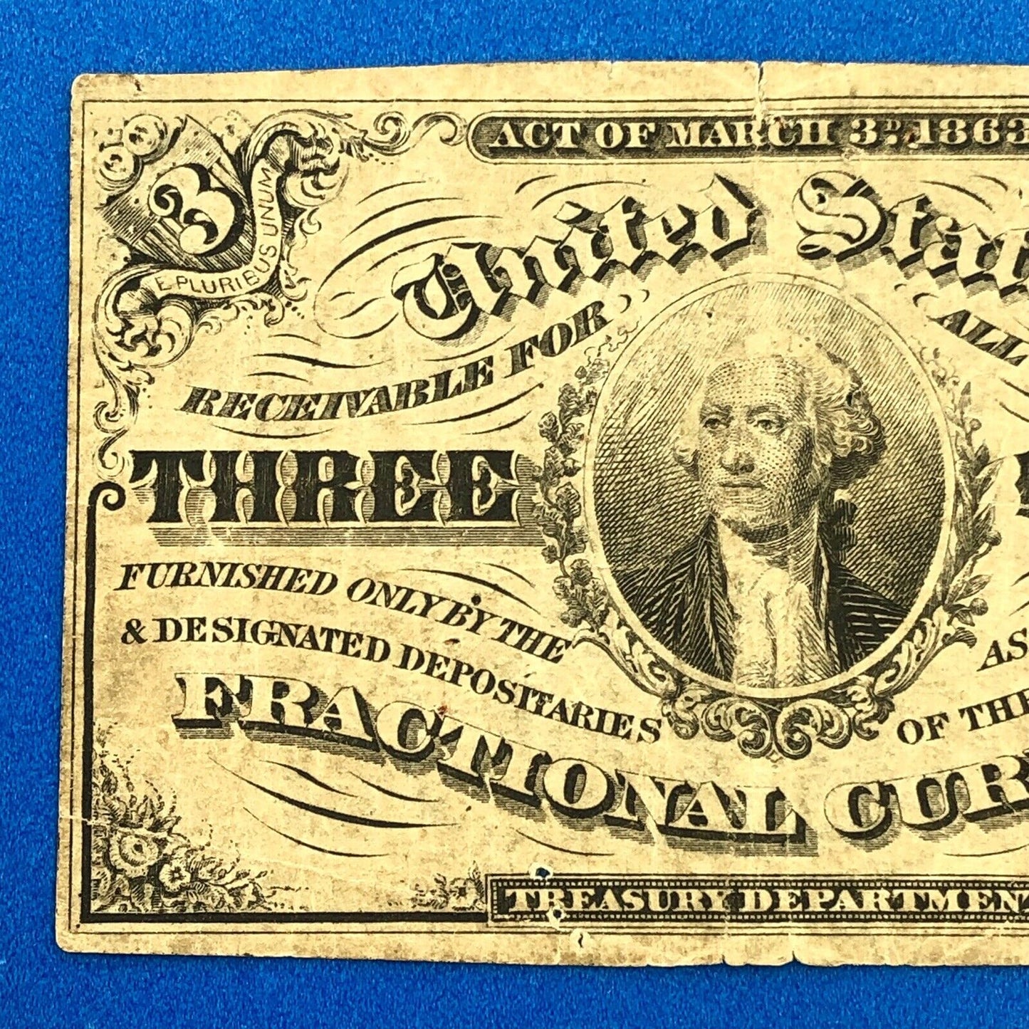 1864 3rd Issue 3 Cents Postage Fractional Currency Civil War Note Fr. 1227