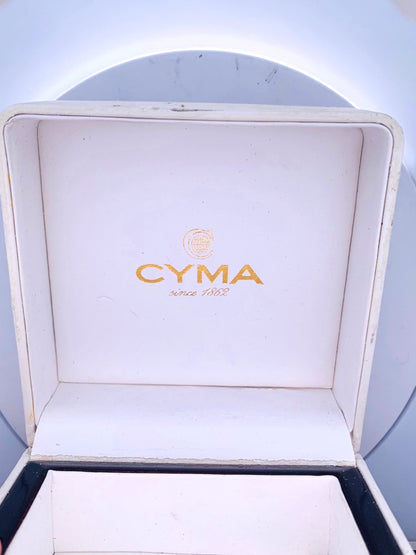 Vintage Cyma Le Locle Stainless Steel Mother Of Pearl Dial Diamond Accent Watch