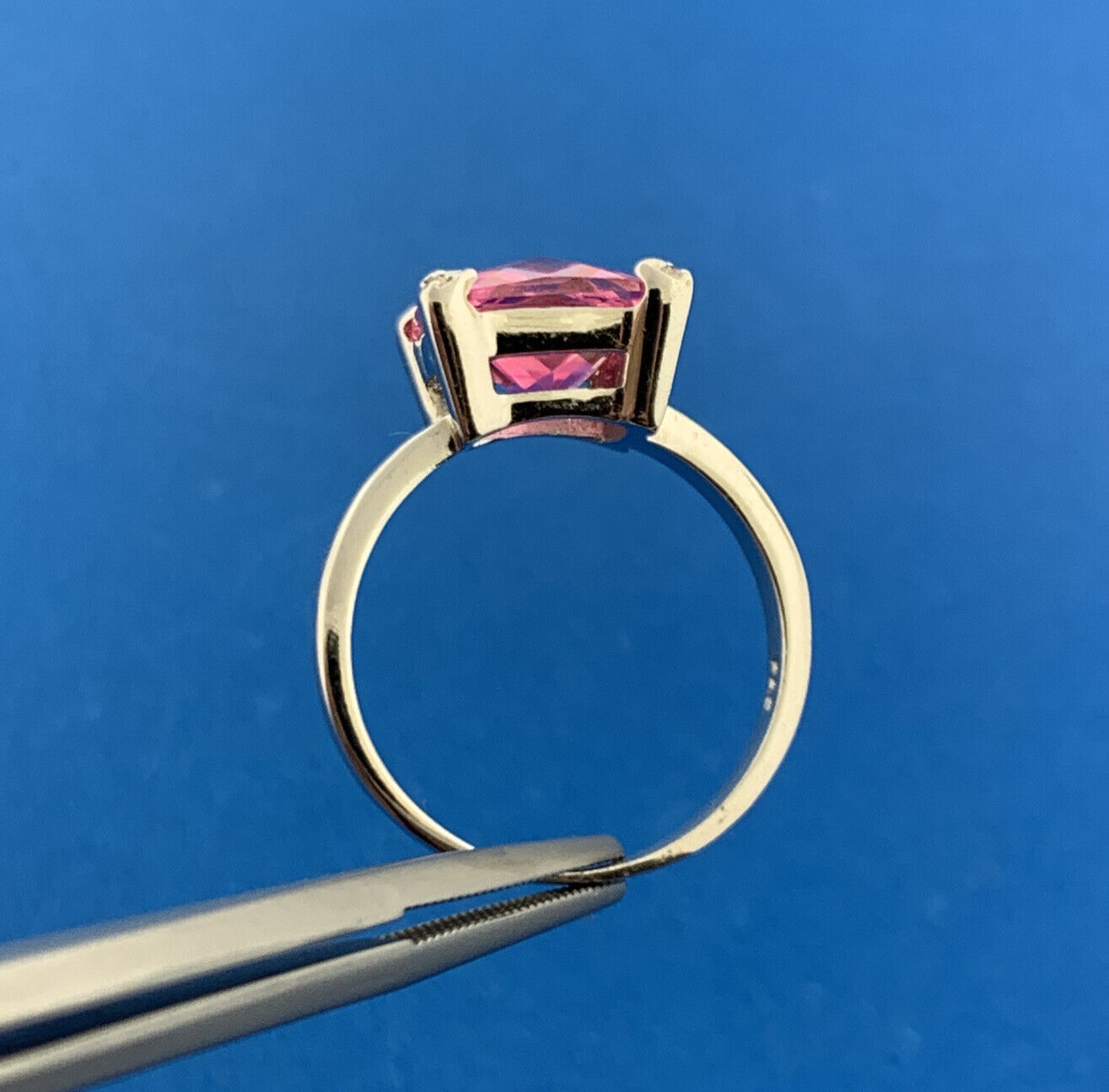 Vintage FAS 925 Sterling Silver Princess Pink Ice Statement Cocktail Ring