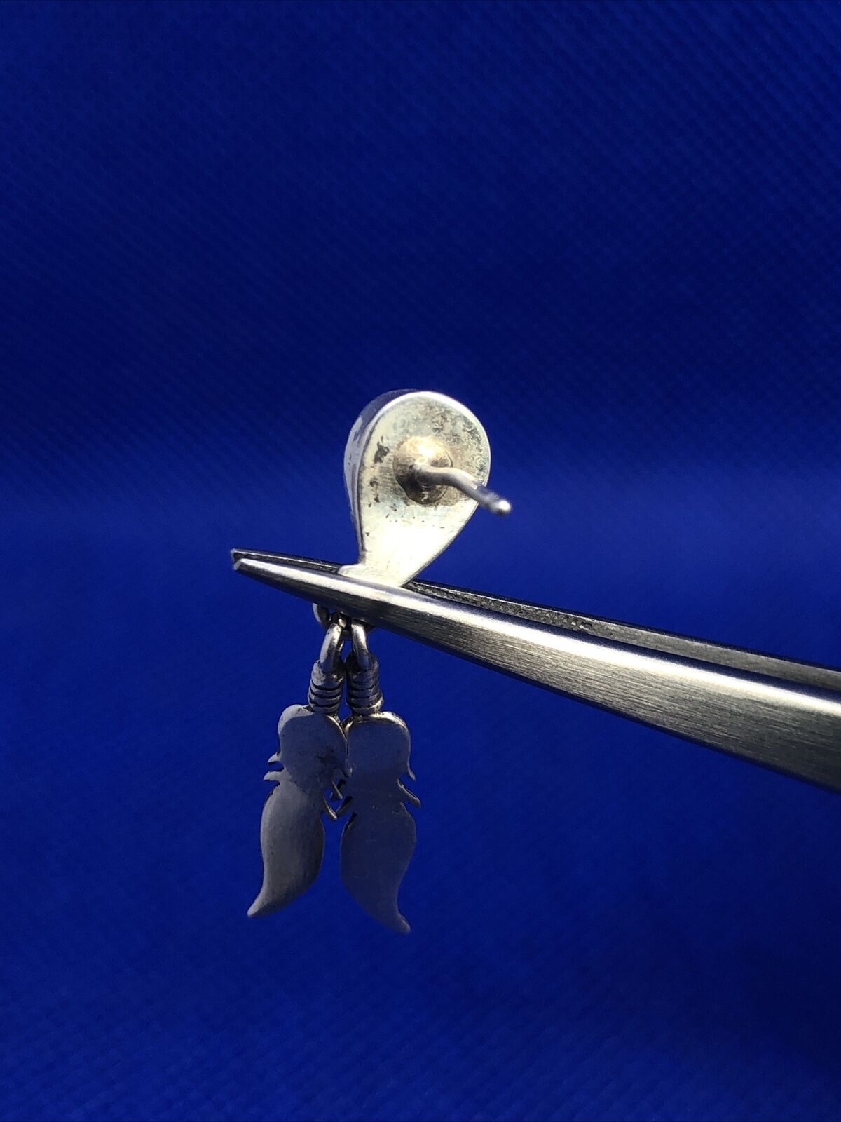 Designer STG 925 Sterling Silver Black Onyx Feather Dangle Drop Stud Earrings