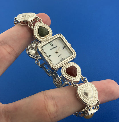 Silverwear Quartz Japanese Movement Multi-Color Heart Band Ladies Wristwatch