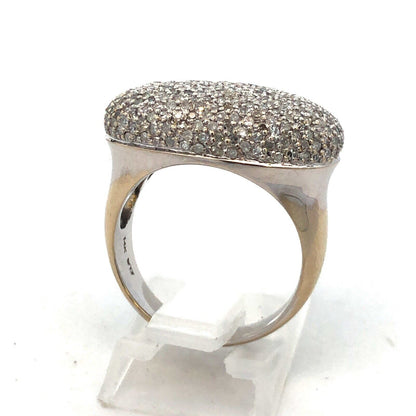 Stunning Designer 14K White Gold Pave Diamond Dome Cocktail Ring