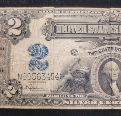 1899 $2 Blue Seal "Mini-Porthole" Speelman/White Silver Certificate Bank Note