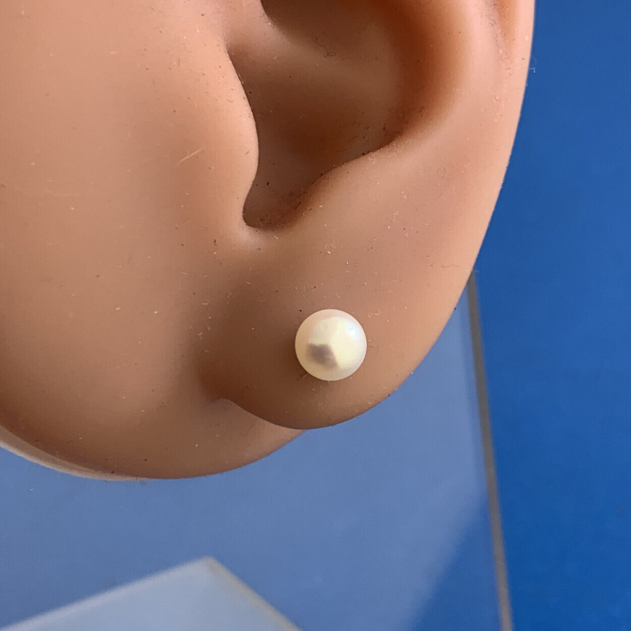 Designer OPC 14K Yellow Gold White Pearl Stud Earrings