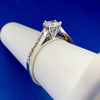 Spectacular 925 Sterling Silver Cubic Zirconium Diamond Accent Engagement Ring