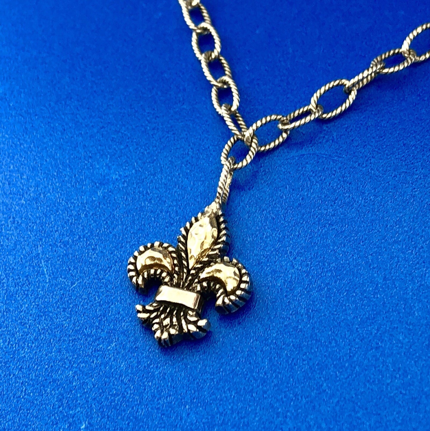 Philip Gavriel 925 Sterling Silver 18K Yellow Gold Fleur De Lis Necklace