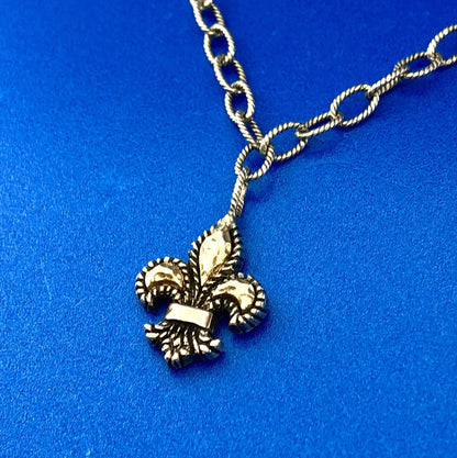 Philip Gavriel 925 Sterling Silver 18K Yellow Gold Fleur De Lis Necklace