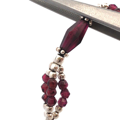 Designer 925 Sterling Silver Amethyst Beaded Textured Toggle Bracelet