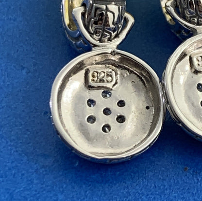 925 Sterling Silver Cubic Zirconia Circle Statement Stud Dangle Earrings