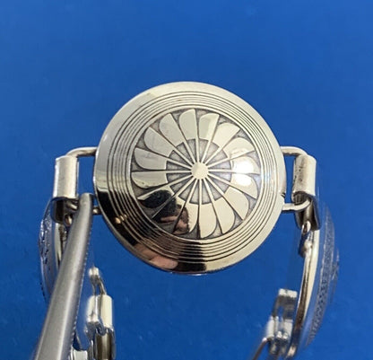 Vintage TSM 925 Sterling Silver Ethnic Animals Native Round Panel Bracelet