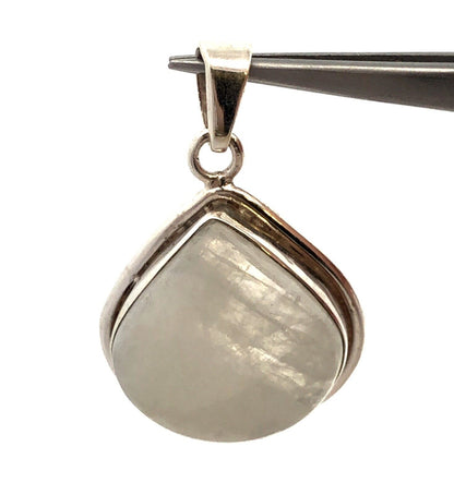 Estate 925 Sterling Silver Teardrop Moonstone Cabochon Solitaire Pendant