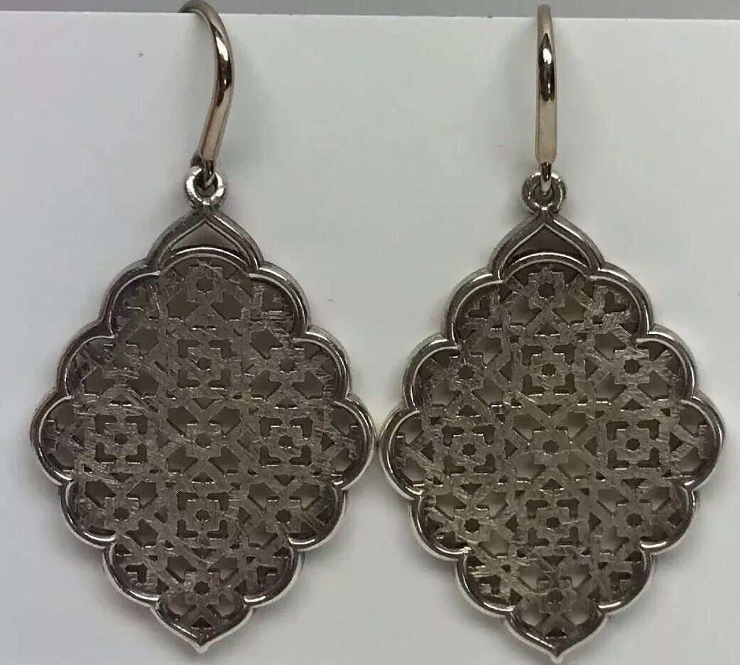 Sterling Silver Open Work Filigree Snowflake Abstract Statement Drop Earrings