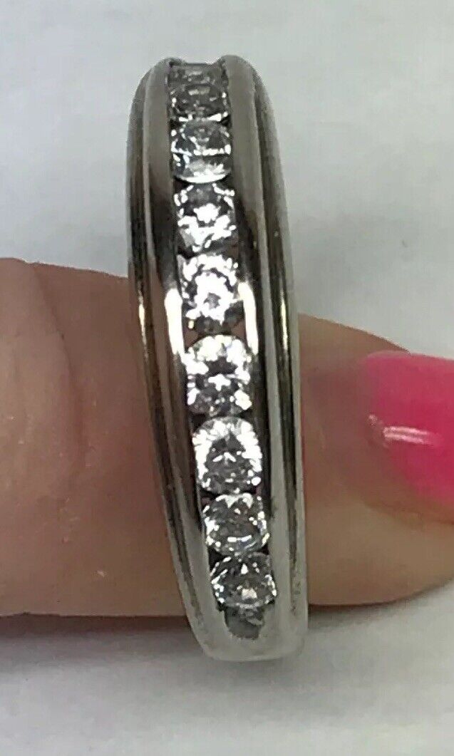 Unisex Sterling Silver 925 Cubic Zirconia Wedding Bridal Anniversary Band Ring