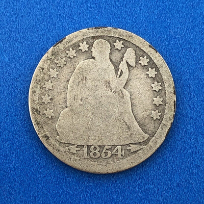 1854 P Seated Liberty Silver Dime 10c Better Key Philadelphia Mint Coin