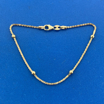 14K Yellow Gold Italy Fancy Cut Disco Ball Station Bracelet