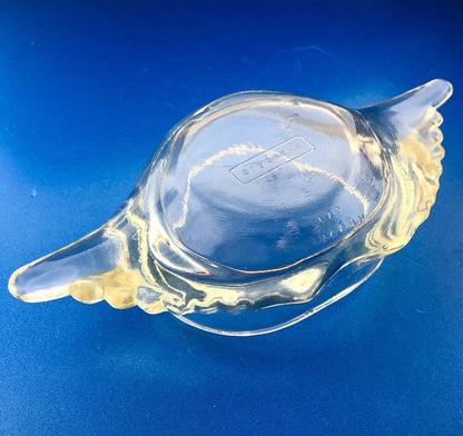 Mid Century Glass Bake Patent 124842 Clear Glass Stuffed Crab Mold Dish