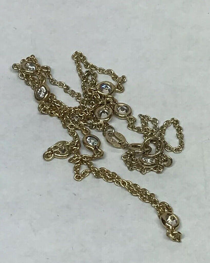 FAS Vermeil Sterling Silver 925 Round Cubic Zirconia CZ Station Necklace