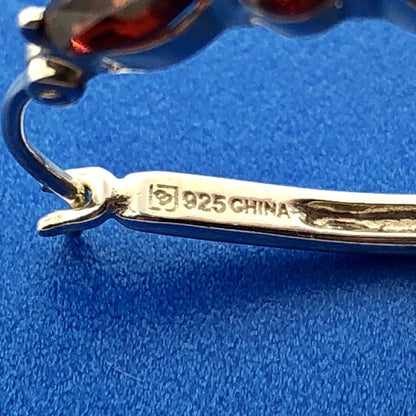 Designer Sterling Silver 925 Garnet January Anniversary Occasion Hoop Earrings