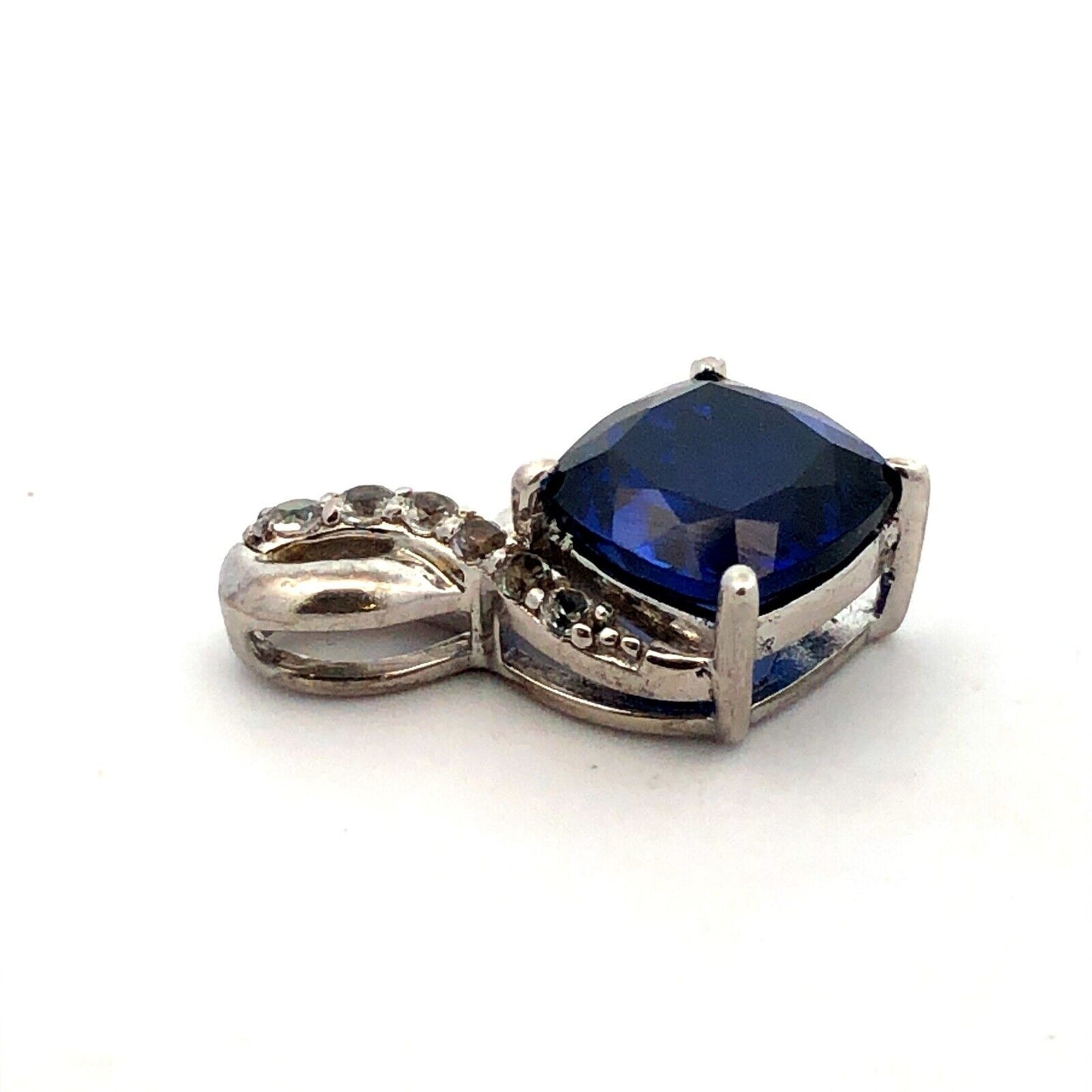 Designer SAI 925 Sterling Silver Blue Sapphire Diamond Accent Infinity Pendant