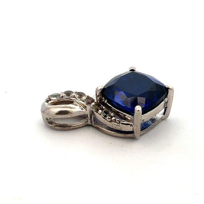 Designer SAI 925 Sterling Silver Blue Sapphire Diamond Accent Infinity Pendant