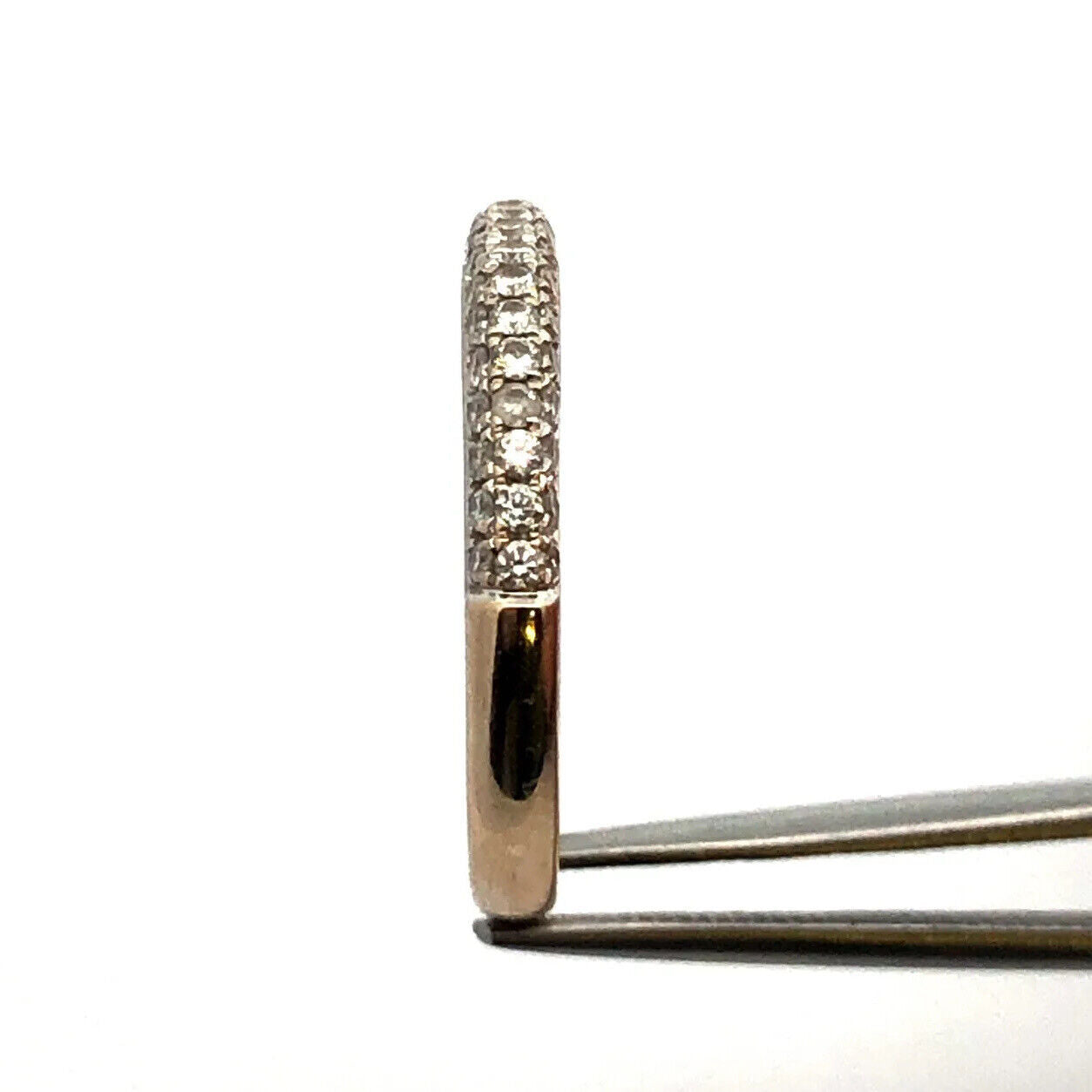 Designer IB 14K White Gold 3 Row Pave Diamond Wedding Anniversary Band Ring