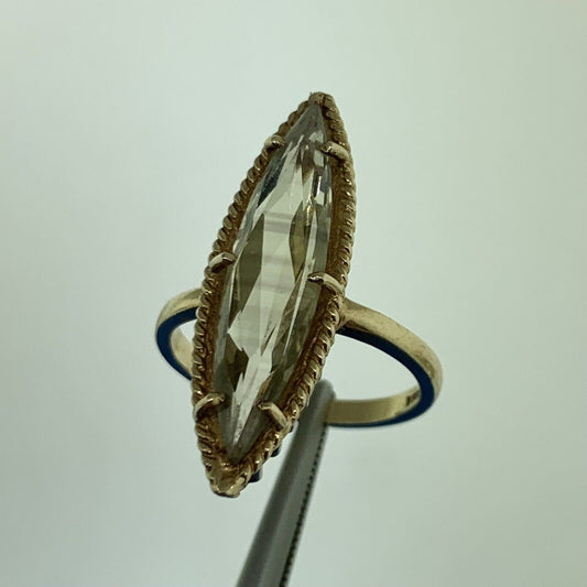 Esemco 10K Yellow Gold Marquise Prasiolite/Green Amethyst Statement Ring