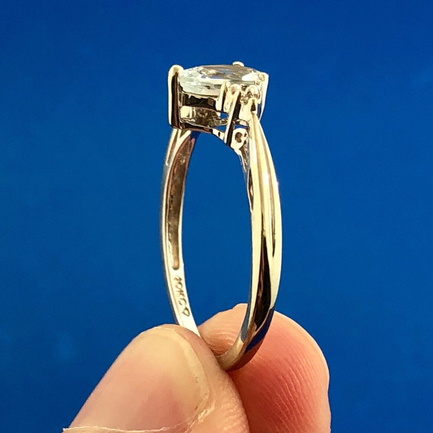 Designer 10K White Gold Blue Tourmaline Diamond Anniversary Cocktail Ring