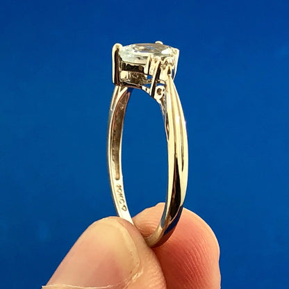 Designer 10K White Gold Blue Tourmaline Diamond Anniversary Cocktail Ring