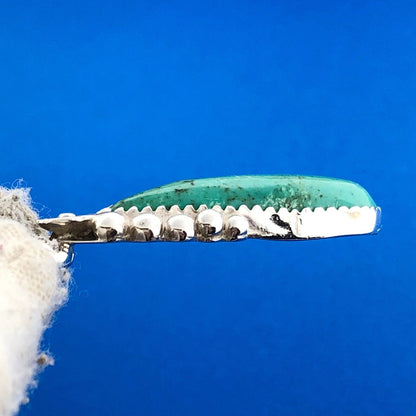 Navajo Designer D.D. Baca Sterling Silver Turquoise Teardrop Floral Pendant