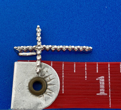 Designer 14K White Gold Pave Diamond Cross Easter Communion Cross Pendant