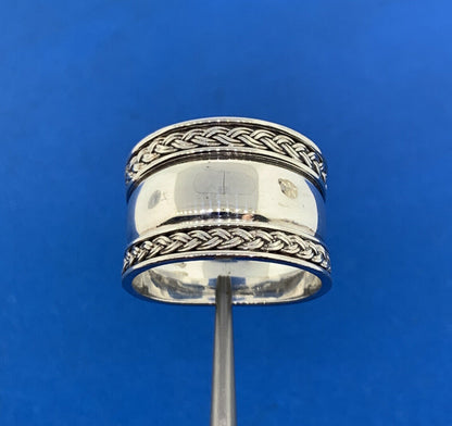 Designer BA Suarti Sterling Silver 925 Wide Band Weave Design Statement Ring