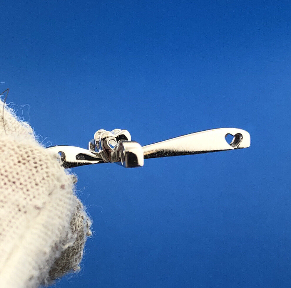 Gorgeous 10k White Gold Princess Diamond Religious Heart Cross Dangle Pendant